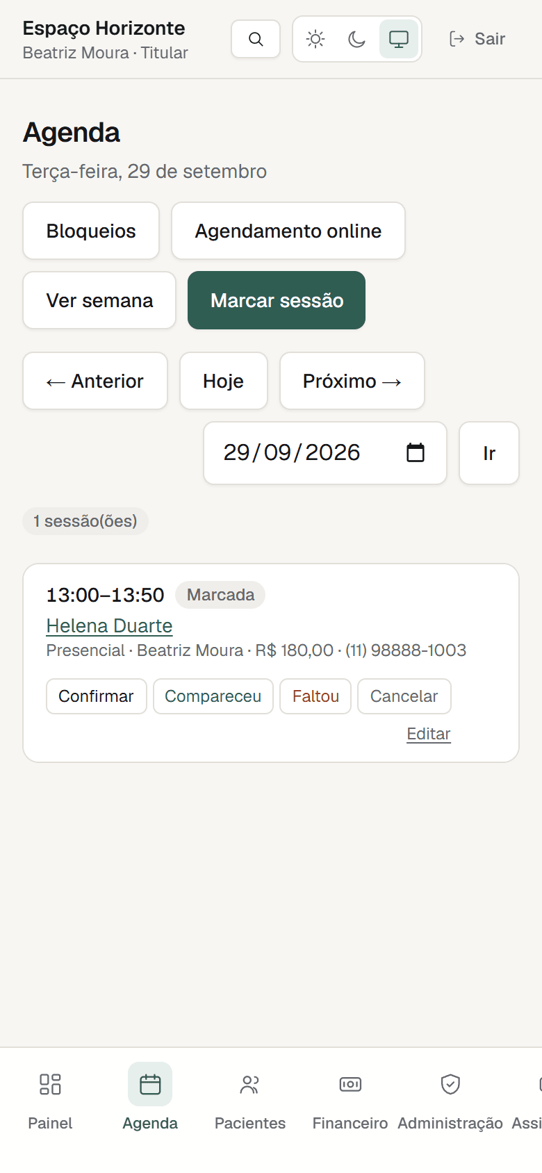 Agenda do dia no celular